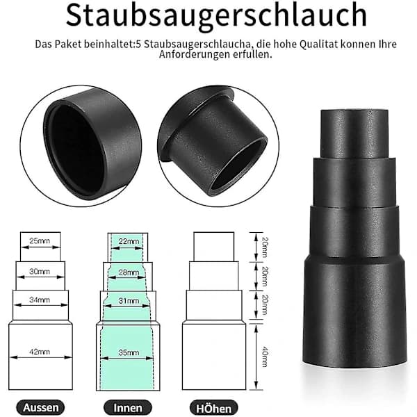 HA-6-delad dammsugaradapter, universell dammsugaradapter, dammsugarslangadapter, V
