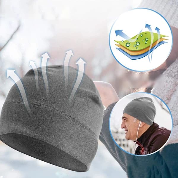 Løpe- og sykkelcaps i fleece, for menn og kvinner Grau