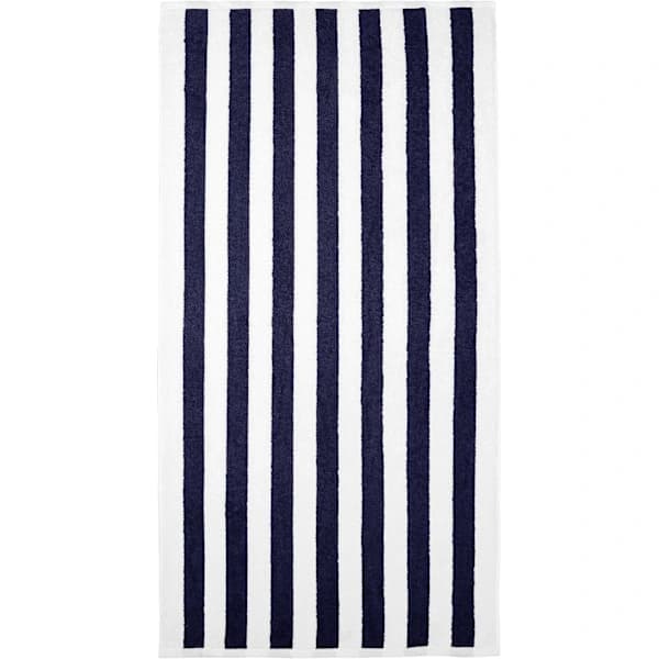 HA~Sæt med 2 100% Bomuldsfrotté Stribede Strand-/Poolhåndklæder, Bløde og Absorberende, 76 x 152 cm, Marineblå