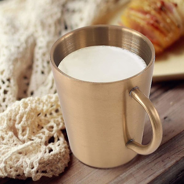 Rustfrit stålkrus, 10oz/300ml metalkrus, dobbeltvægget drikkekrusguld