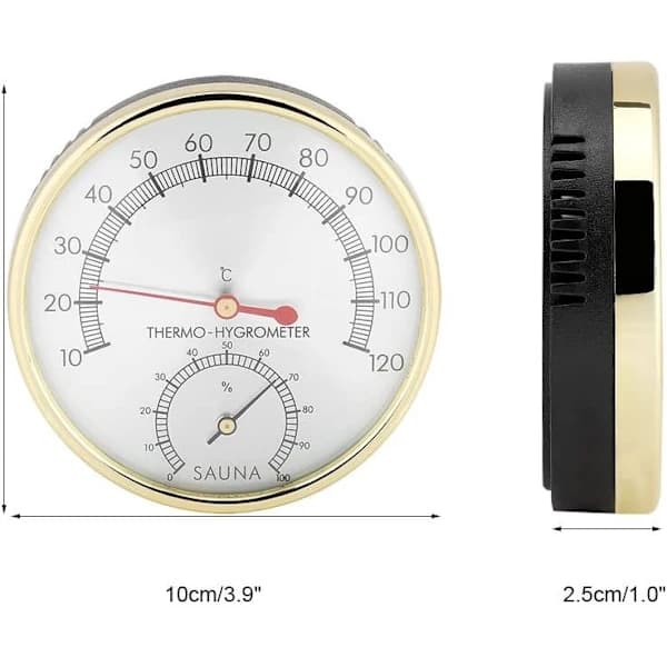 HA-Bastutermometer i metall, rund termometer hygrometer hygrometertermometer för basturum
