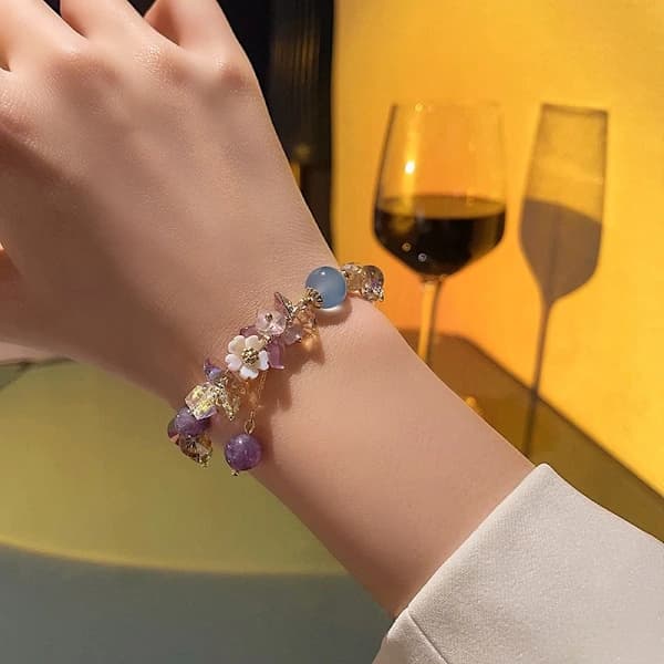 Charm armbånd til kvinder piger perle rhinestone charms justerbar