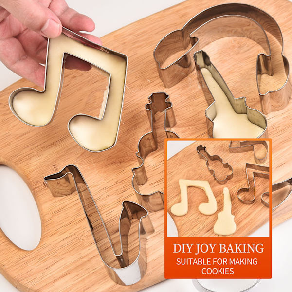 Musiknoter Kakformar Set - 6 st Musiknoter Form Musikinstrument Form Gitarr Tårta Rock Cupcake Topper för Barn