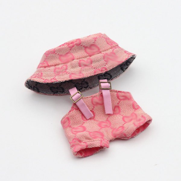 [HH] Högkvalitativa Designer Labubu Kläder med Bucket Hats 2-delat Set Outfit Labubu Kläder 10cm 3