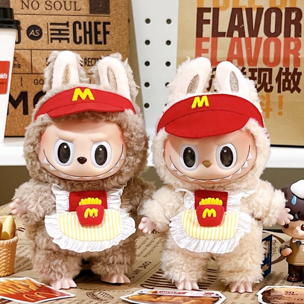 [HH] Söt Labubu Kläder M Cosplay Kawaii Kostym Röd Pommes Frites Leksak Outfit Väska Hänge Plyschleksak Lububu Kläder 1