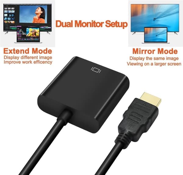 HDMI till VGA-adapterkabel - för datorskärm PC TV 1080P HD-video