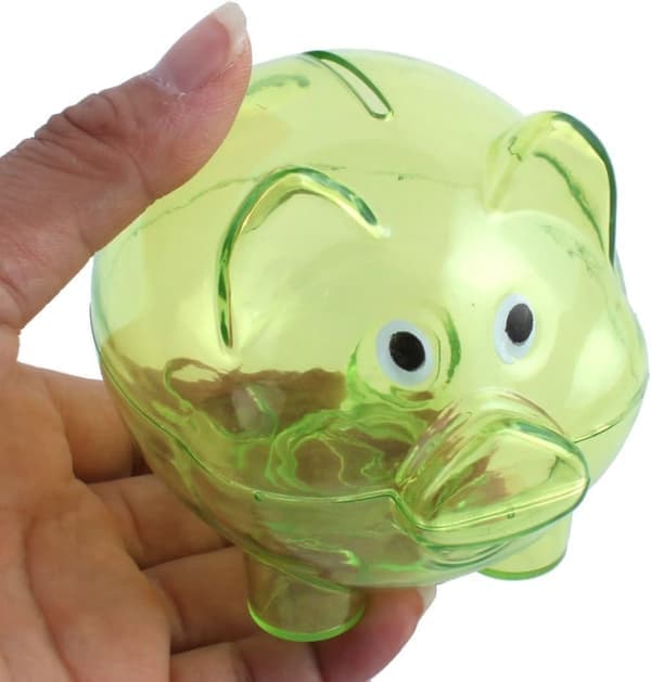 Plast Grisform Pengar Kontanter Cent Sparbössa Mynt Spargris Grön (Storlek: S)