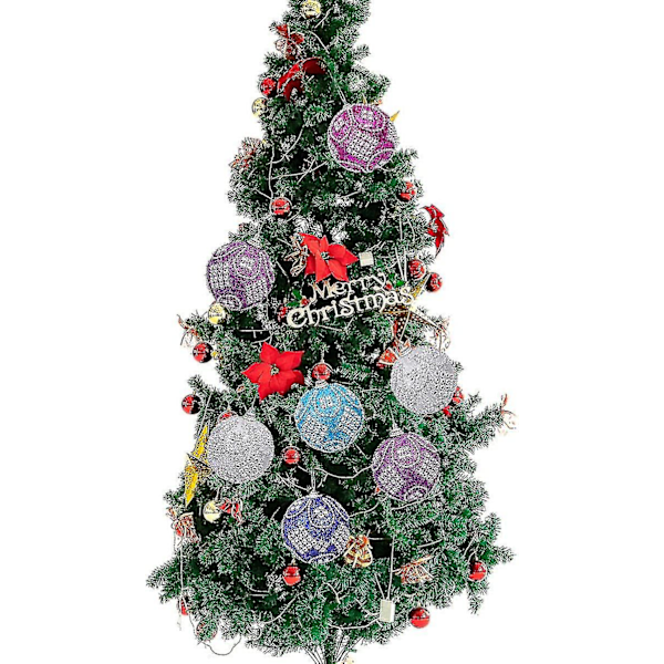 8 cm glitrende krystall shatterproof julekule ornamenter 3 stk (lilla)bd