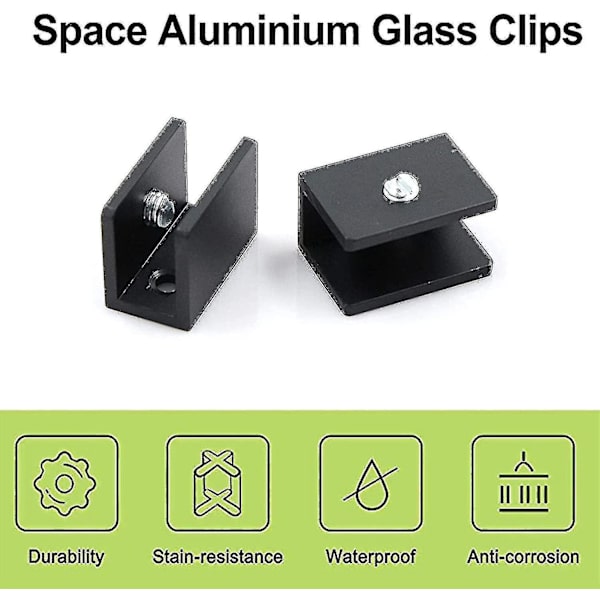 10 ställbara glashyllefästen klämma glasräcke klämma fäste, för 8-10 mm tjockt glas
