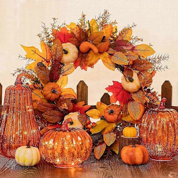LED-pumpe Lys Dekorativt midtpunkt Thanksgiving Halloween-dekorasjon