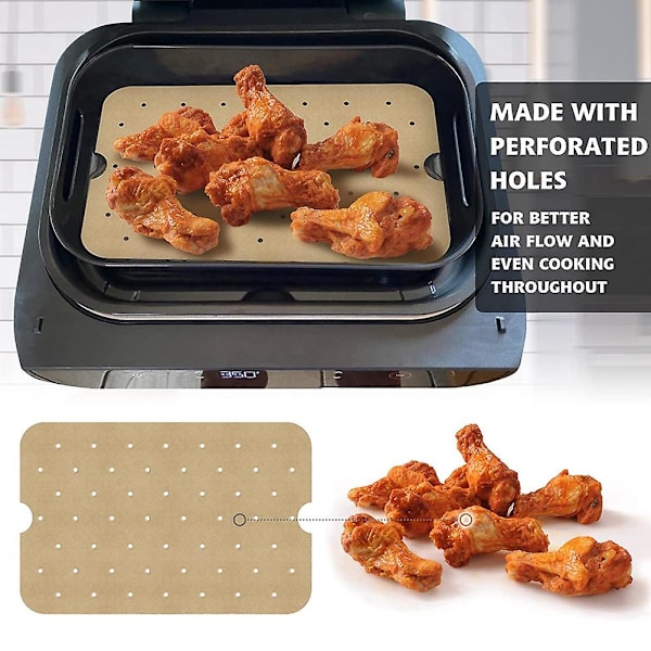 100 stk. Airfryer-papir, luftfriture-papir med lufthuller, airfryer-pergamentpapirforinger til Ninja Foodi Smart Fg551 Air Fr