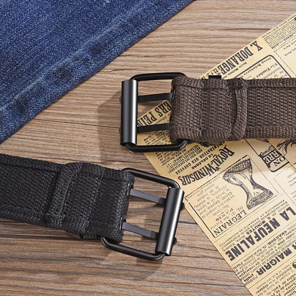 Casual Unisex Canvas Belte Dobbelthullsbelte - Doble Maljer Belte for Menn og Kvinner 6 stk