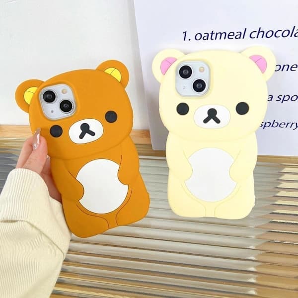 (För iPhone 12) Rilakkuma silikonskal mobiltelefonfodral brun brun