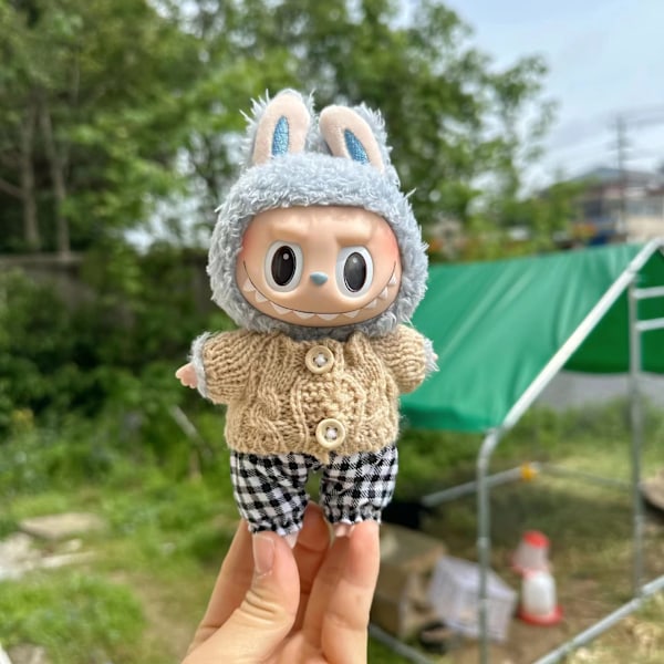 [HH] 17cm Labubu Popmarts Vaatteet ja Asusteet Nukke Macaron Paita Setti Täytetty Pehmo Sopii Vain Kangas 17CM 16