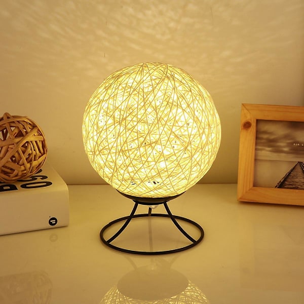 Rattan Ball Månelys Romantisk Nattlys, Kreativ Ins S