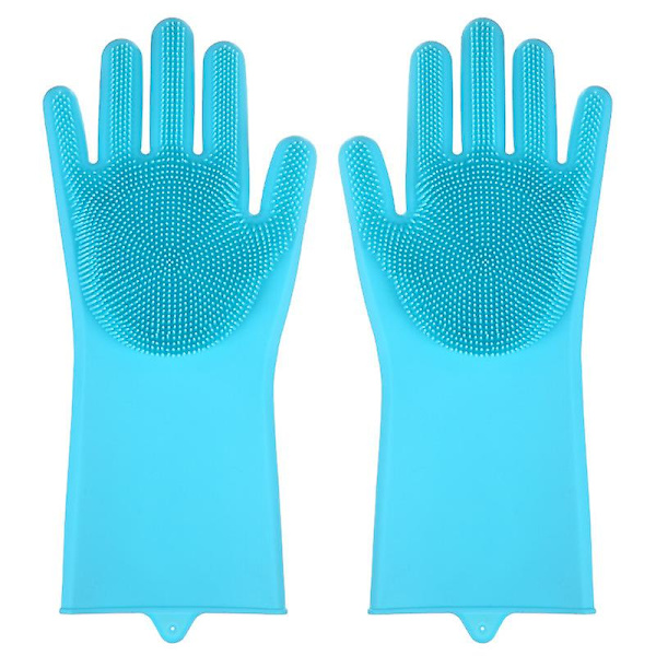 Diskhandskar i silikon, kökshandskar, magiska rengöringshandskar, blå, 160 g (PVC-förpackning)