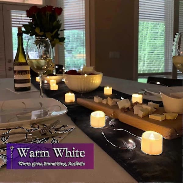 12-pack LED Tea Lights with Timer, Electric Flickering Candles, Flameless, Automatic 6 Hours On