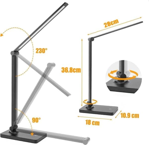LED Desk Lamp with Touch Control - Dimmable Table Lamp for Home, Office & Bedroom