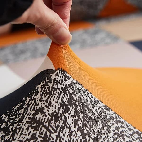 Orange Geometri, Stretchigt sofföverdrag 3-sits sofföverdrag med armstöd Modernt Universellt Elastiskt sofföverdrag Soffskydd Skyddsöverdrag