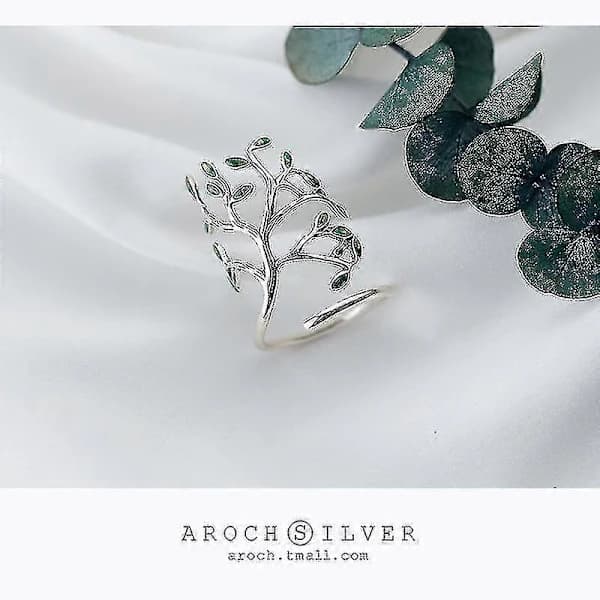 Innovativ Livets Träd Öppen Ring i Sterling Silver []