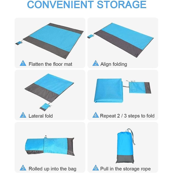 Strandmatta Picknickfilt Vattentät - Strandfilt 210 X 200cm Picknickfilt Extra Stor Vattentät Strandmatta Med 4 Fasta Spikarblå