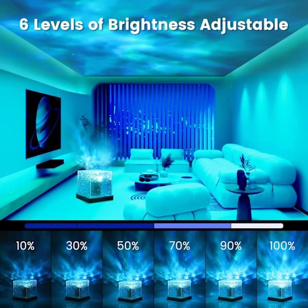 HA-Galaxy Projektorlampe for soverom - Ocean Wave Sensorisk Lampe med 16 farger, 30 lysmoduser Stjerneprojektor for barn