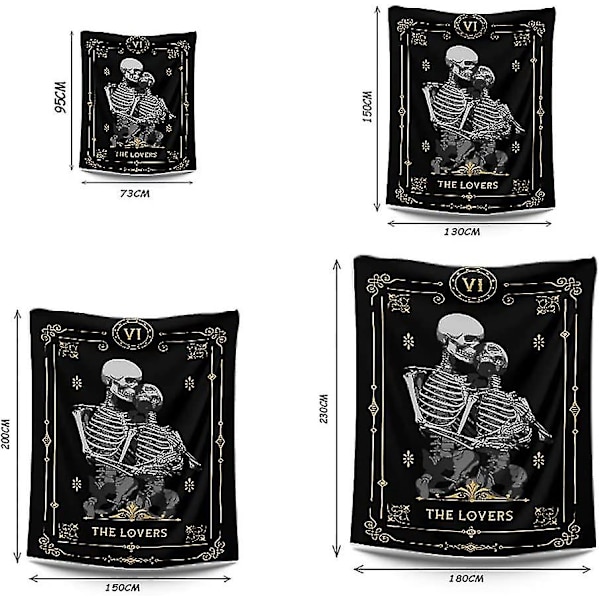 Tarot-kartta Suutelevat ihmiset Seinävaate Kallo Ihmisen luuranko Verho Abstrakti taide Seinäpyyhe 150*130cm (tyyli 2)