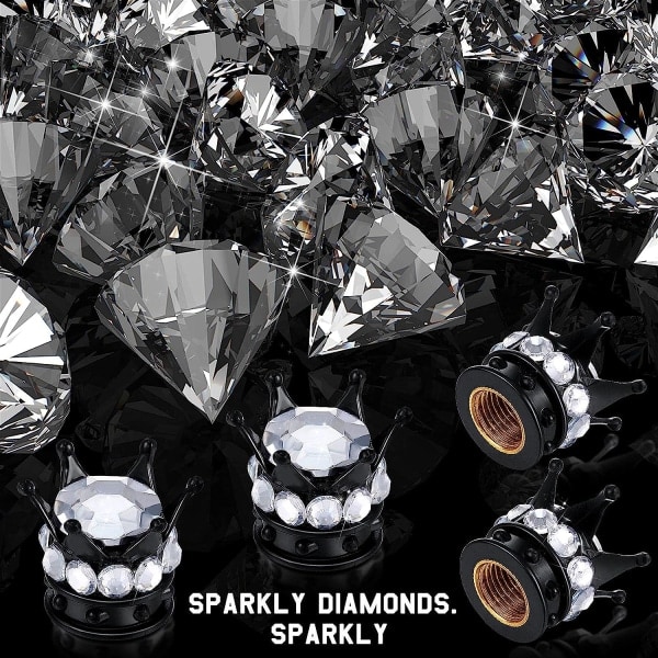 /HA/8 stk. Crown Dækventil Stamhætter Bling Håndlavede Krystal Rhinestone Universal Chrome Bildæk Hætter, attraktive tilbehør til