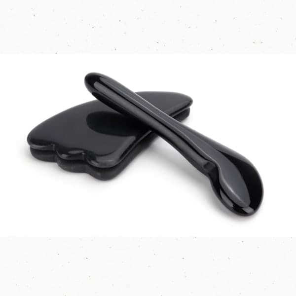 Musta Obsidiaani Gua Sha -raapimishierontatyökalu Jadekivilauta M