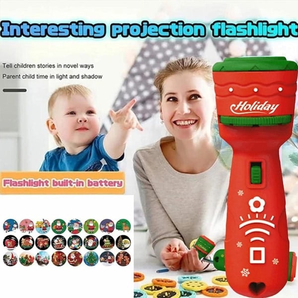 /HA/Julelegetøjsprojektionslommelygte, glidende projektorlommelygte Projektionslampe, Kognitiv sjov lommelygte ved sengetid (rød)