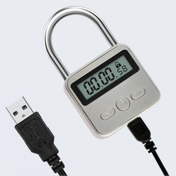 Metall Timerlås LCD Timer Opptil 99 Timer USB Timer Hengelås - Premium