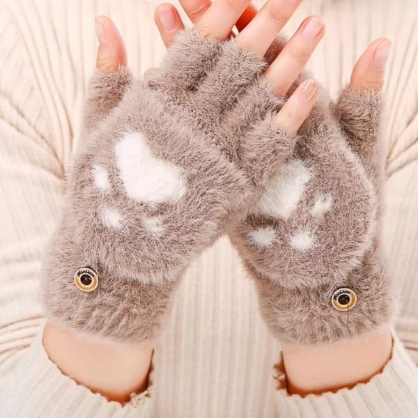 Vintervarme halvfingerhandsker khaki