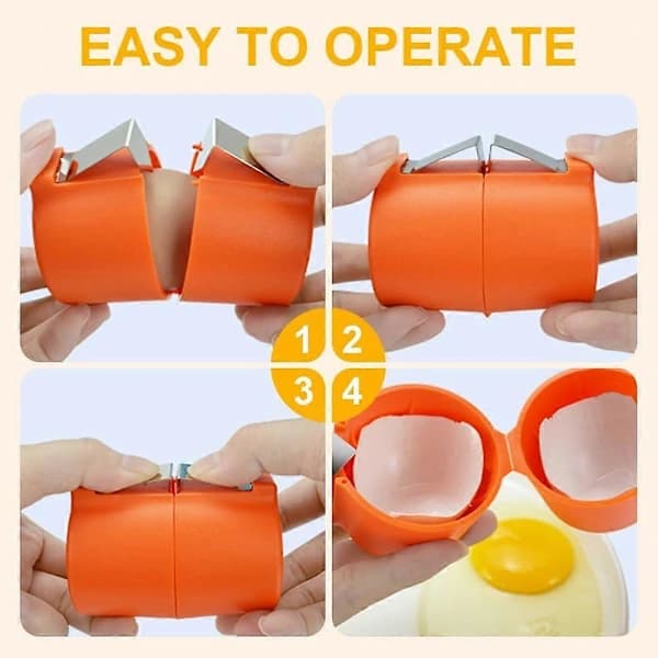 HA~3-pakning Eggeskallåpner, Ny Eggknuser for Rå Egg, Håndholdt Eggbryter Multifunksjonell Eggkutter Eggknuser og Separator