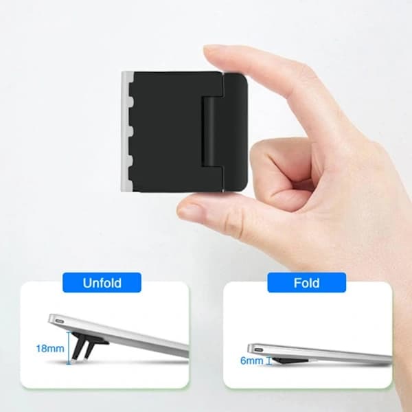 Sæt med 2 vita mini computerstativer, usynligt computerstativ, sammenklappeligt computerstativ, letvægtsstativ, egnet til tastaturplader og bærbare da...