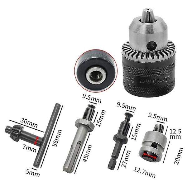 5 st 1,5-10 mm 3/8-24unf borrchuck set borradapter ändrad slagnyckel till Eletric borrchuck