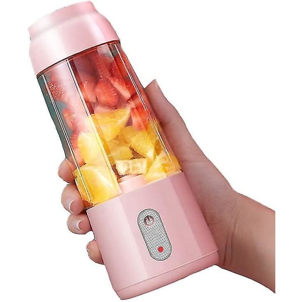 Usb bærbar elektrisk juicer, 300 ml mini mad milkshake multifunktionel juice cup maskine, 304 rustfrit stål og abs materiale, pink