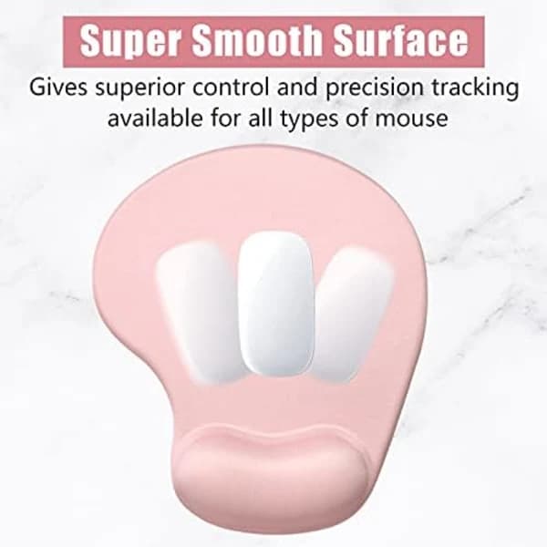 Ergonomisk musematte med håndleddsstøtte 225x195mm, gelmusematte med sklisikker PU-base, smertelindrende minneskum