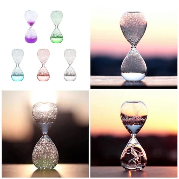 HA-Glas Flydende Bevægelser Sandtimer Flydende Boble Timeglas Sandglas Timer til Studenter Lærere og Kontor Lys Pink