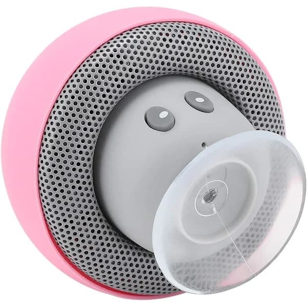 Mushroom Speaker, Mini Portable Wireless Bluetooth Mushroom Shaped Speaker Subwoofer with Suction Cup, Built-in Microphone, Pink