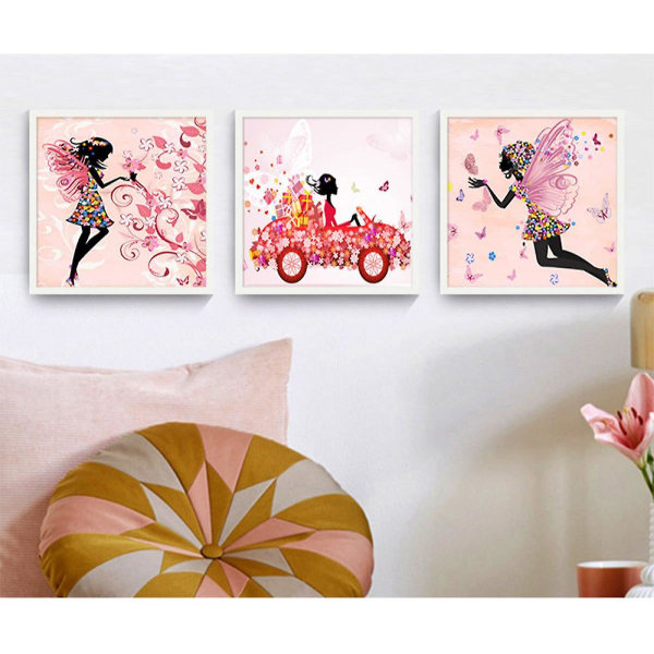 Wekity Flower Fairy 2 Väggkonst Canvas Tryck Affisch, Enkelt Mode Vattenfärg Konst Ritning Dekor för Hem Vardagsrum Sovrum Kontor och Barnrum