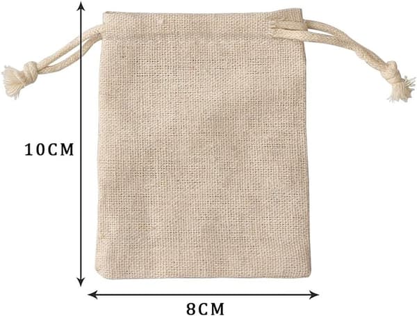 30 HAck Jute snøreposer, vaskbare gjenbrukbare bomullsposer, for smykker, bryllup, jul, DIY-håndverk, 8 x 10 cm