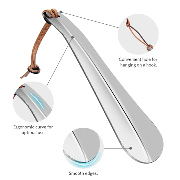 Rejsesko Horn, Premium Rustfrit Stål Metallsko Horn, Skohjælper til Mænd, Skoske til Kvinder, Metallsko Hjælper til Børn