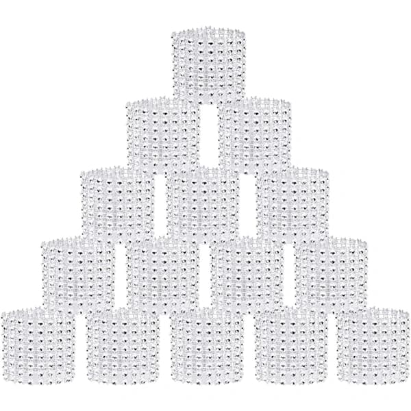 HA~Rhinestone Servietringe 20 stk Sølv Servietholdere til Middag Bryllup Fødselsdag Jul Servietringe