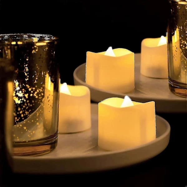 12-pack LED Tea Lights with Timer, Electric Flickering Candles, Flameless, Automatic 6 Hours On