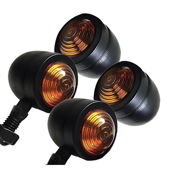 4 stk. sorte motorcykel blinklys indikator lampe Moto blinklys til Chopper Bobber