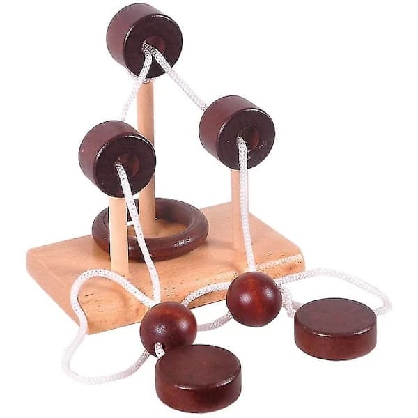 4-pack Klassiska Träfågelreps Pusselset Ringpussel Stränglösning Hjärnknep