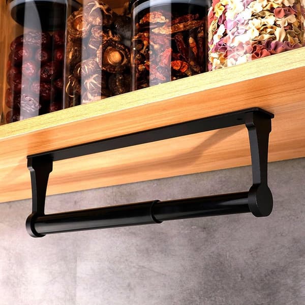 Paper Towel Holder, Wall Mounted Aluminum Alloy, Self Adhesive Or Drill Mount, For Kitchen And Bathroom, Black