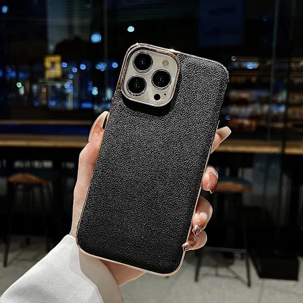 Lær elektroplettering telefondeksel for iPhone 14 Pro
