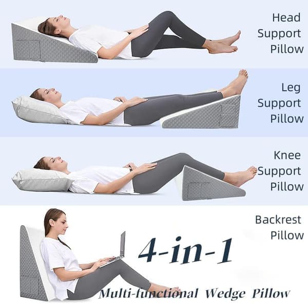 Kilkudde Sengpute Memory Foam Ergonomisk Skråpute med Avtakbart Trekk
