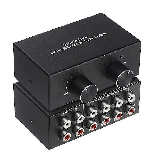 4-vägs dubbelriktad RCA-stereo ljudomkopplare 2 in 4 ut eller 4 in 2 ut L/R-uttag ljudkanal RCA Au